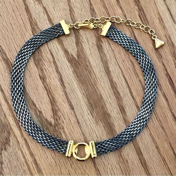 Liz Claiborne | Two-Tone Mesh Collar Necklace | 16” Adjustable - Picture 1 of 4